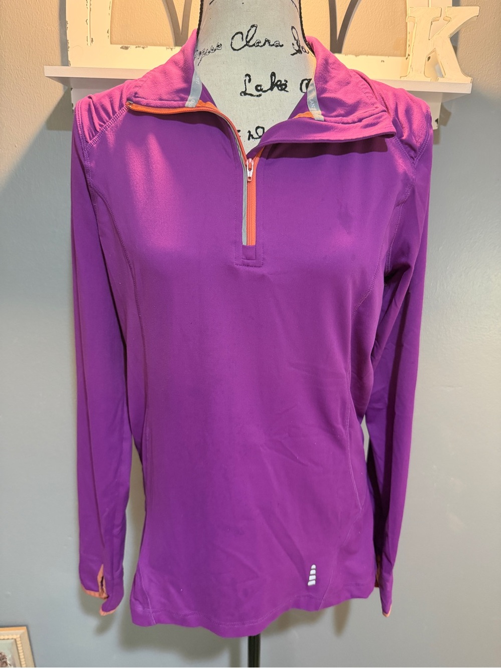 LANDS END PURPLE QUARTER PERFORMANCE PULLOVER SZ M/T